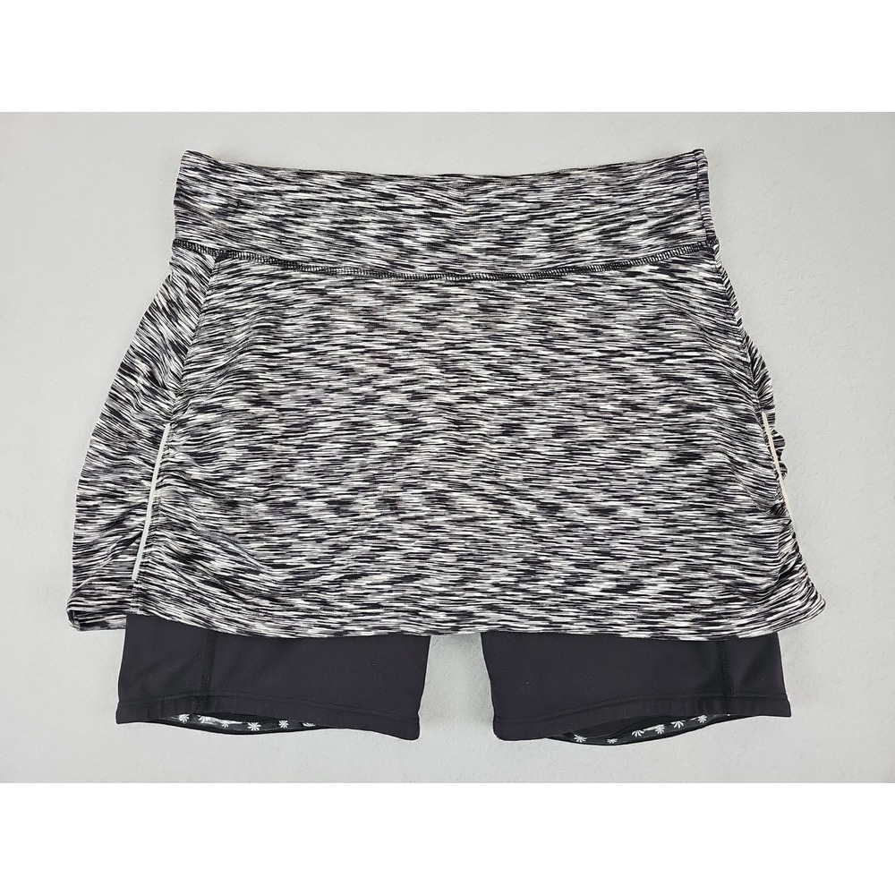 Athleta Skort Women's Small Contender 2-in-1 Skirt Gray Black Space Dye 268536 - Picture 2 of 8